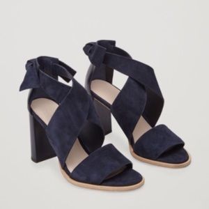 Navy blue cos sandal heels